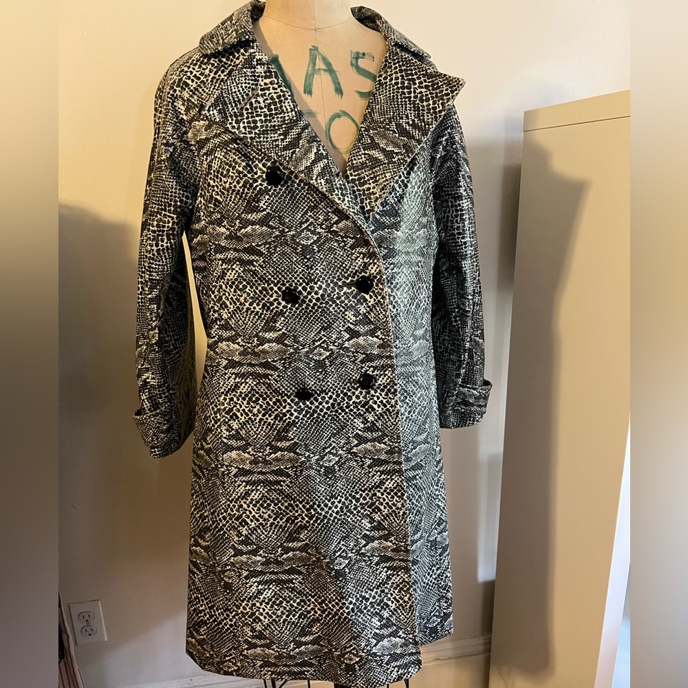 Vintage pleather Snakeskin Patterned Double-Breasted Coat size 4